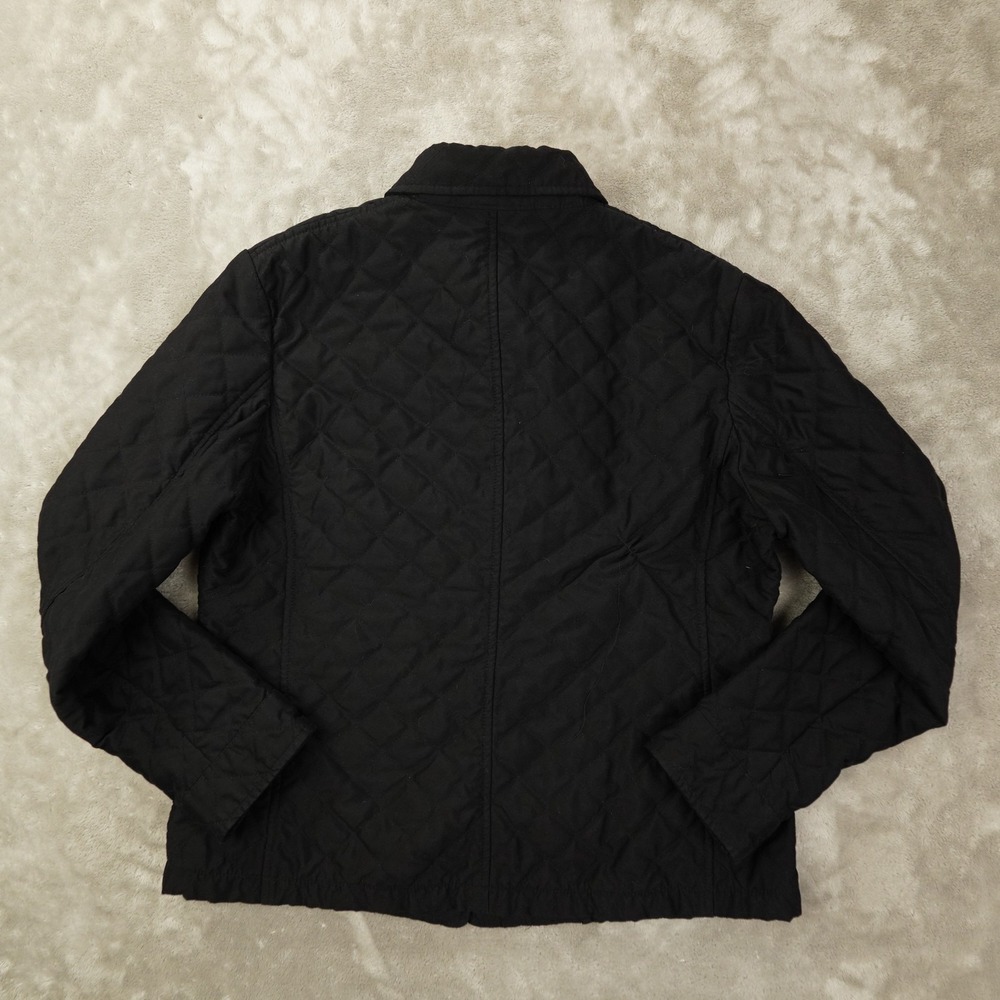 Ralph Lauren Diamond Quilted Button Up Jacket Women's Large Black Outdoor Preppy - Picture 4 of 7